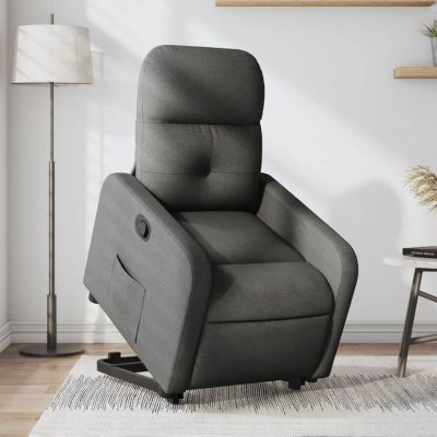 Gossi fotoliu rabatabil cu ridicare pe verticala, gri inchis, textil
