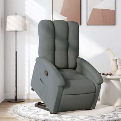 Gossi fotoliu rabatabil cu ridicare pe verticala, gri inchis, textil