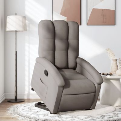 Gossi fotoliu rabatabil cu ridicare pe verticala, gri taupe, textil