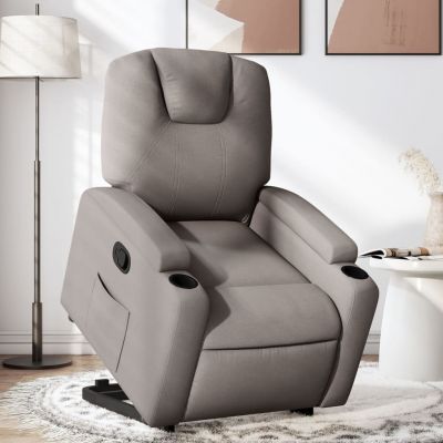 Gossi fotoliu rabatabil cu ridicare pe verticala, gri taupe, textil