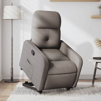 Gossi fotoliu rabatabil cu ridicare pe verticala, gri taupe, textil