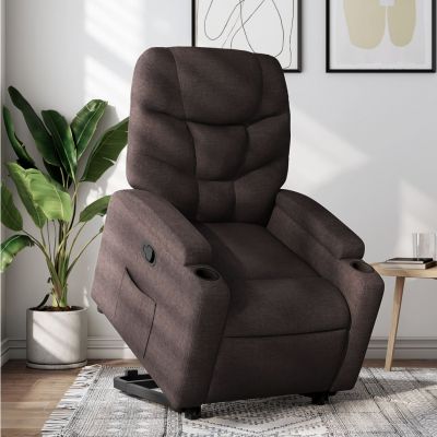 Gossi fotoliu rabatabil cu ridicare pe verticala, maro inchis, textil