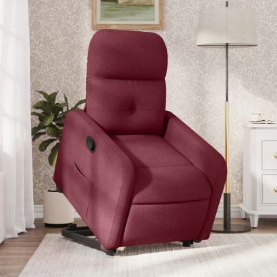 Gossi fotoliu rabatabil cu ridicare, rosu vin, material textil