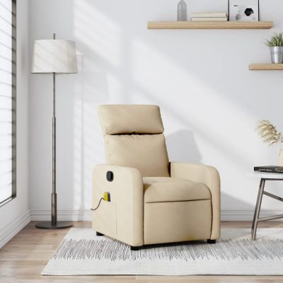 Gossi fotoliu rabatabil de masaj, crem, material textil