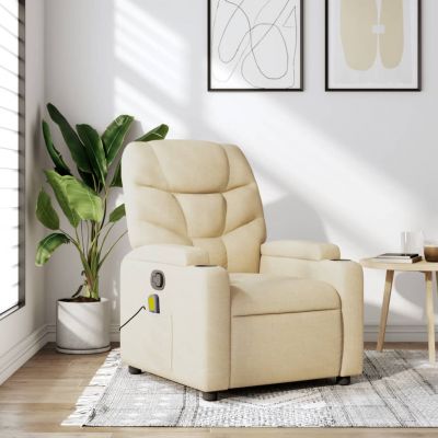 Gossi fotoliu rabatabil de masaj, crem, material textil