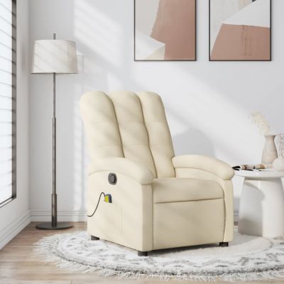Gossi fotoliu rabatabil de masaj, crem, material textil