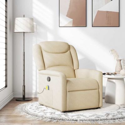 Gossi fotoliu rabatabil de masaj, crem, material textil