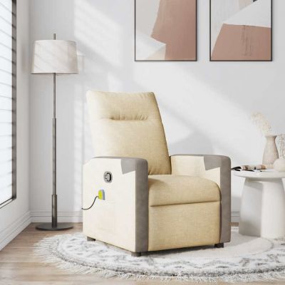 Gossi fotoliu rabatabil de masaj, crem, material textil