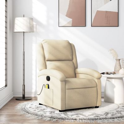 Gossi fotoliu rabatabil de masaj, crem, material textil
