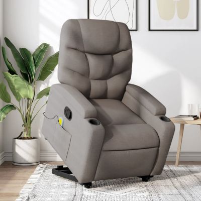 Gossi fotoliu rabatabil de masaj cu ridicare, gri taupe, textil