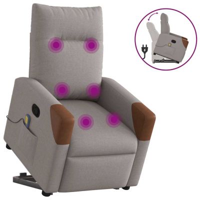 Gossi fotoliu rabatabil de masaj cu ridicare, gri taupe, textil