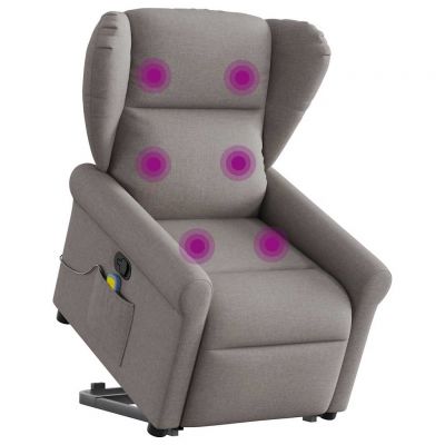 Gossi fotoliu rabatabil de masaj cu ridicare, gri taupe, textil