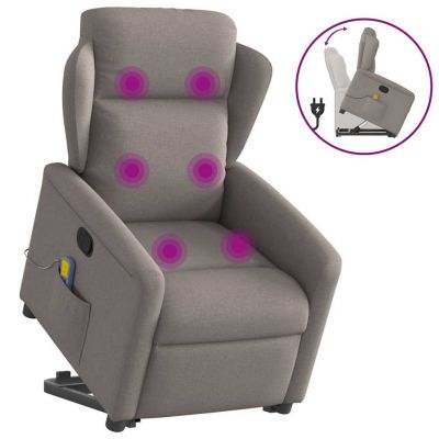 Gossi fotoliu rabatabil de masaj cu ridicare, gri taupe, textil