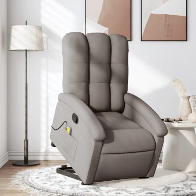 Gossi fotoliu rabatabil de masaj cu ridicare, gri taupe, textil
