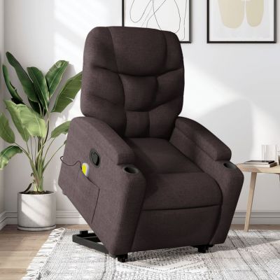 Gossi fotoliu rabatabil de masaj, cu ridicare, maro inchis, textil