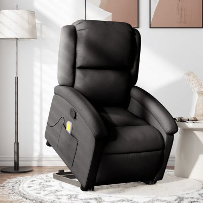 Gossi fotoliu rabatabil de masaj, cu ridicare, negru, material textil