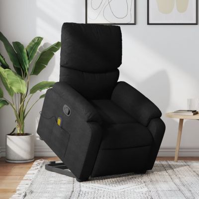 Gossi fotoliu rabatabil de masaj, cu ridicare, negru, material textil