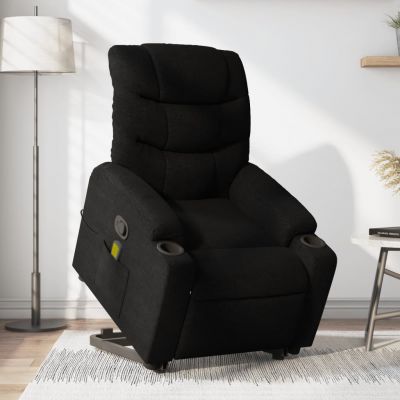 Gossi fotoliu rabatabil de masaj, cu ridicare, negru, material textil