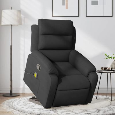 Gossi fotoliu rabatabil de masaj, cu ridicare, negru, material textil