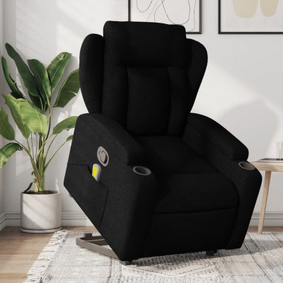 Gossi fotoliu rabatabil de masaj, cu ridicare, negru, material textil
