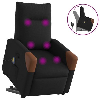 Gossi fotoliu rabatabil de masaj, cu ridicare, negru, material textil