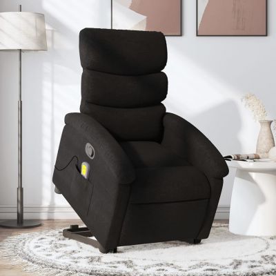 Gossi fotoliu rabatabil de masaj, cu ridicare, negru, material textil