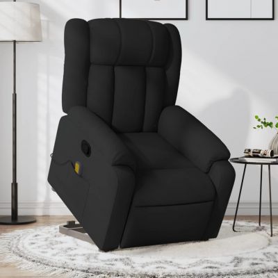 Gossi fotoliu rabatabil de masaj, cu ridicare, negru, material textil