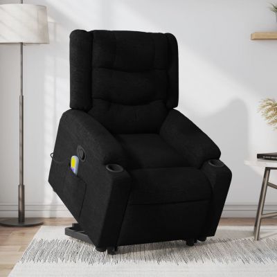 Gossi fotoliu rabatabil de masaj, cu ridicare, negru, material textil