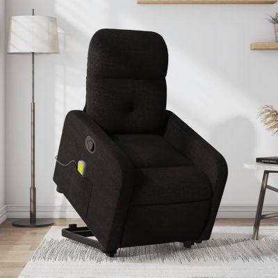 Gossi fotoliu rabatabil de masaj, cu ridicare, negru, material textil
