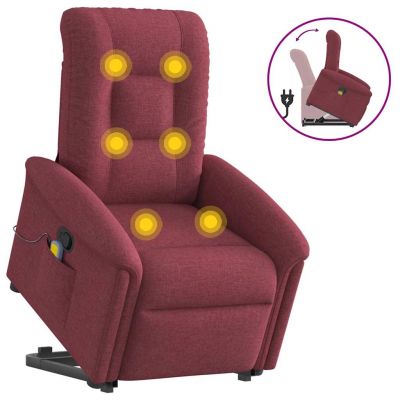 Gossi fotoliu rabatabil de masaj cu ridicare, rosu vin, textil