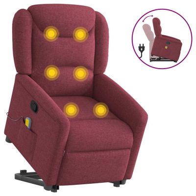 Gossi fotoliu rabatabil de masaj cu ridicare, rosu vin, textil