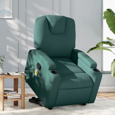 Gossi fotoliu rabatabil de masaj, cu ridicare, verde inchis, textil