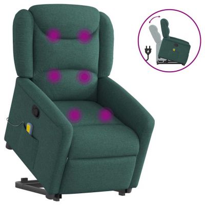 Gossi fotoliu rabatabil de masaj, cu ridicare, verde inchis, textil