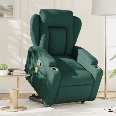Gossi fotoliu rabatabil de masaj, cu ridicare, verde inchis, textil
