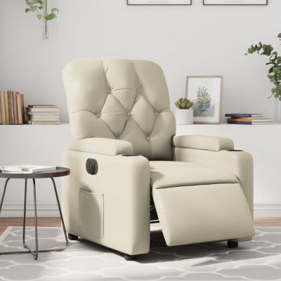 Gossi fotoliu rabatabil electric, crem, piele ecologica