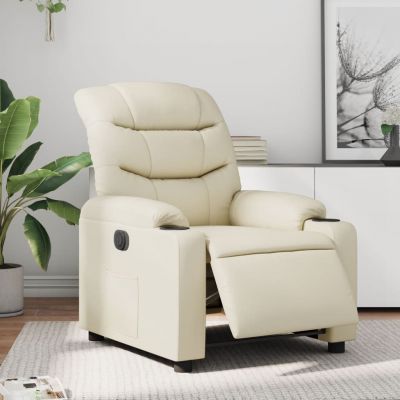 Gossi fotoliu rabatabil electric, crem, piele ecologica