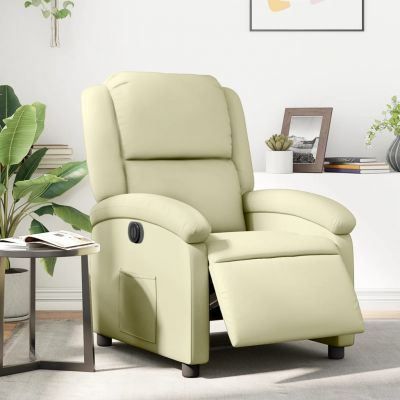 Gossi fotoliu rabatabil electric, crem, piele naturala