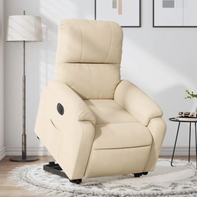 Gossi fotoliu rabatabil electric cu ridicare, crem, microfibra