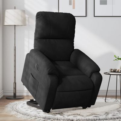 Gossi fotoliu rabatabil electric cu ridicare, negru, microfibra