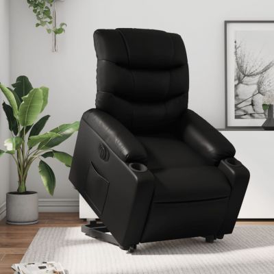 Gossi fotoliu rabatabil electric cu ridicare, negru, piele ecologica