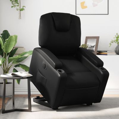 Gossi fotoliu rabatabil electric cu ridicare, negru, piele ecologica