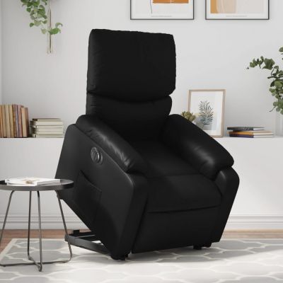 Gossi fotoliu rabatabil electric cu ridicare, negru, piele ecologica