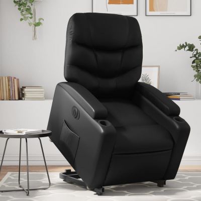 Gossi fotoliu rabatabil electric cu ridicare, negru, piele ecologica