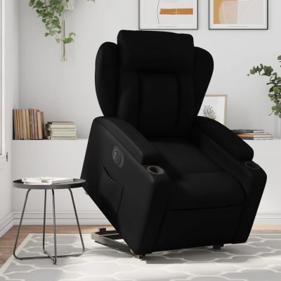 Gossi fotoliu rabatabil electric cu ridicare, negru, piele ecologica