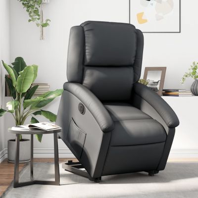 Gossi fotoliu rabatabil electric cu ridicare, negru, piele naturala