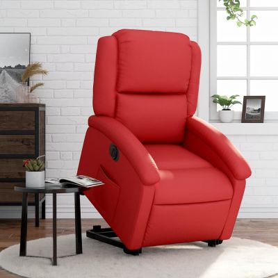 Gossi fotoliu rabatabil electric cu ridicare, rosu, piele ecologica