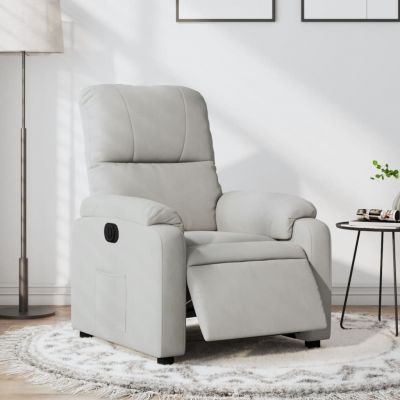 Gossi fotoliu rabatabil electric, gri deschis, microfibra