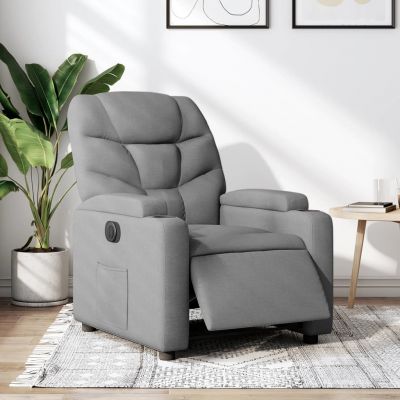 Gossi fotoliu rabatabil electric, gri deschis, textil