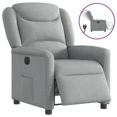 Gossi fotoliu rabatabil electric, gri deschis, textil