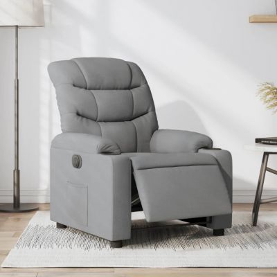 Gossi fotoliu rabatabil electric, gri deschis, textil